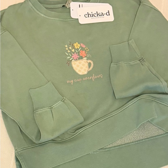 Cropped Chicka-d spring flowers crewneck size small - Picture 5 of 5